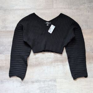 New Woemns Hera Collection Black Striped Crop Sweater Size Small S